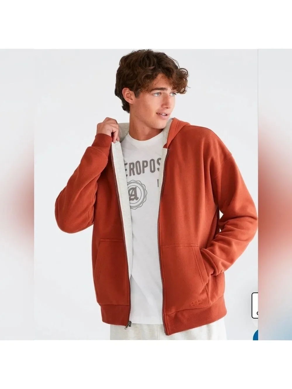 Aeropostale Solid Thermal Full-Zip Hoodie